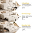 thumbnail image 4 of 93" King Size Sleeper Sofa with  Pull Out Couch Bed, 3 in 1 Folding Convertible with Chaise Lounge and 3 Seat Teddy Sofa Couches with 2 Lumbar Pillows for Living Room,Aprtment, Beige, 4 of 9