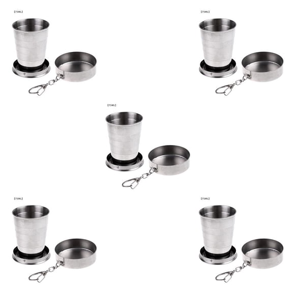 Yuarrent Taza de agua plegable de acero inoxidable, taza plegable para acampar, suministros para beber al aire libre, 75ML Blanco 75ML 5piezas