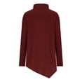 thumbnail image 5 of WREESH Womens Fashion Tunic Tops Loose Temperament Solid Color Long Sleeved Round Neck Irregular Hem Long Sleeved T-Shirt Pullover Wine, 5 of 5
