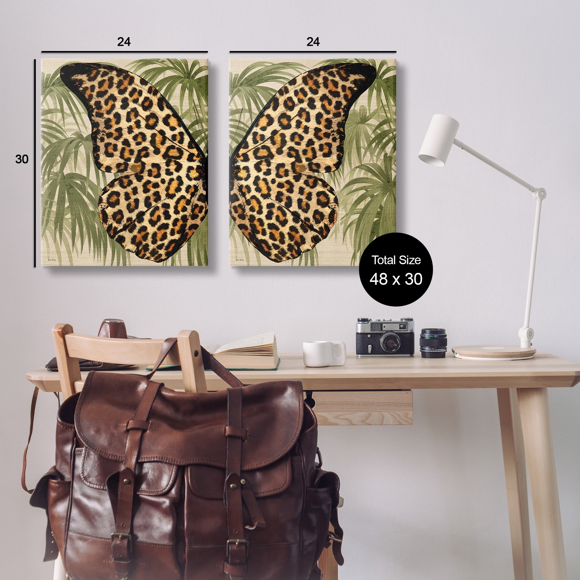 Stupell Industries Cheetah Butterfly Wings Animals & Insects Painting Gallery Wrapped Canvas Art Print Wall Art, 24 x 30, Set of 2