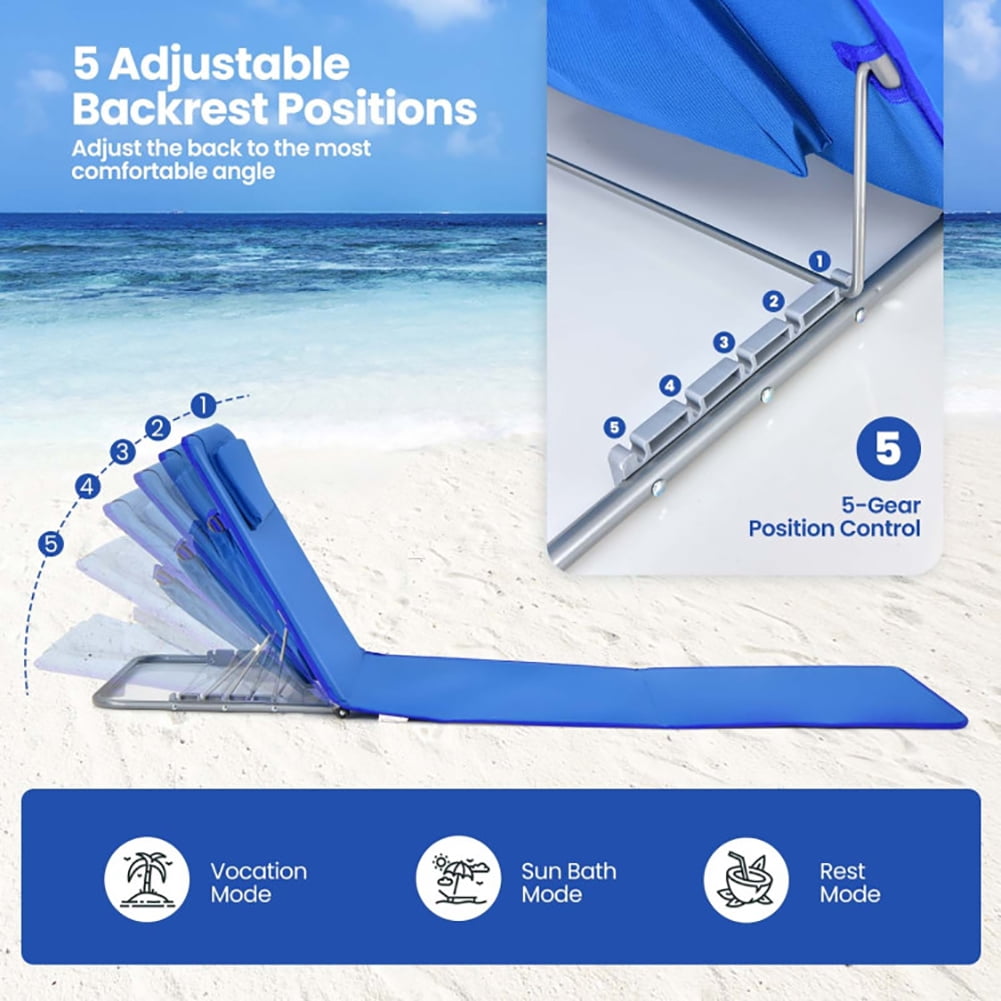 Aimee Lii 3 Pieces Beach Lounge Chair Mat Set 2 Adjustable Lounge Chairs with Table Stripe, Outdoor Patio Furniture, Blue Aimee Lii 3 Pieces Beach Lounge Chair Mat Set 2 Adjustable Lounge Chairs with Table Stripe, Outdoor Patio Furniture, Blue