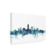 thumbnail image 3 of Trademark Fine Art Michael Tompsett Cleveland Ohio Blue Teal Skyline Canvas Wall Art - 22x32, 3 of 5