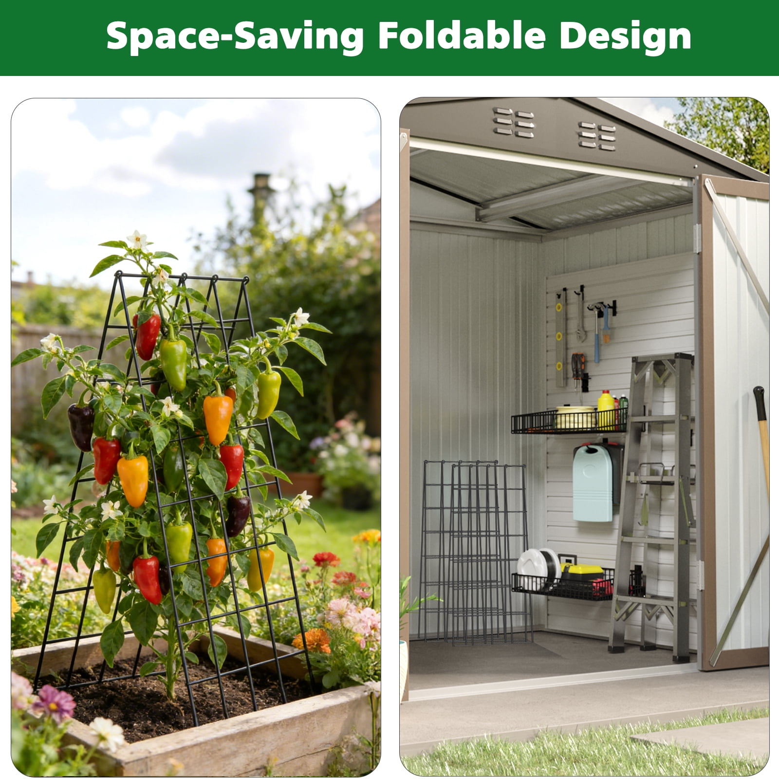 ROMUCHE 2 Pack Trellis 39” A-Frame Cucumber Folding Garden Trellis for Climbing Plants Outdoor