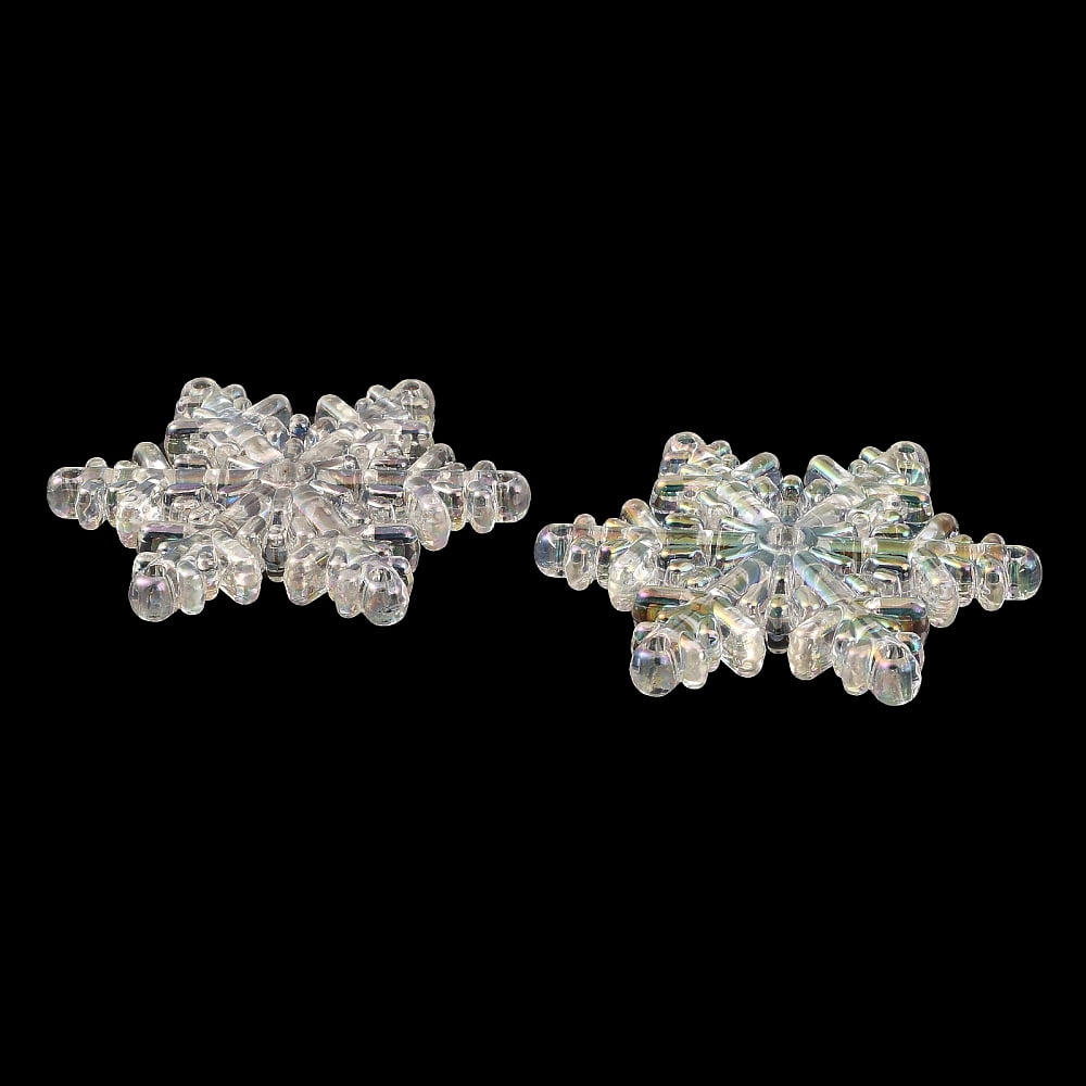 50pcs UV Plating Rainbow Iridescent Acrylic Chandelier Component Links Snowflake Clear 54x47x9mm Hole: 2mm & 3.5mm