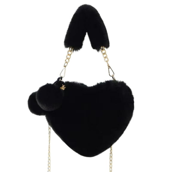 Tahtuvzn Storage and Organization 1pc Fashion Heart Shaped Crossbody Bag for Women Cute Chain Shoulder Handbag with Zip Closure Soft Faux Coin Purse Cotton Lined Synthetic Material