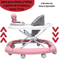 thumbnail image 4 of Andadera para Bebé Mecedora Mono Musical Bastón Dirigible Alturas Ajustables Plegable Tapete Brincolín - Rosa, 4 of 8