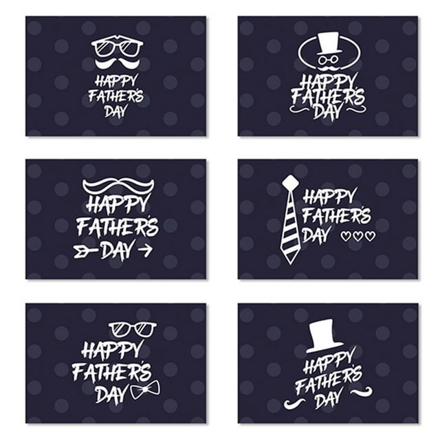 Blue & White Happy Father's Day Card – Souew Creative Small Fresh Blessing Card for Dad, Gratitude Greeting (Envelope Not Included)