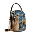 thumbnail image 2 of Leather Handbag Crossbody Bag Orange Cat in The Window, 2 of 7