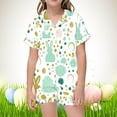 thumbnail image 2 of Tanghaowl Easter Pjs for Kids Children's Fashion Printed Button Down Lapel Short Sleeved Top Shorts Pajamas Set 3 Piece Baby Boy Outfits, 2 of 5