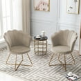 thumbnail image 5 of Duhome Velvet Accent Chair with Gold Metal Legs, Sherpa Makeup Vanity Guest Chair Bedroom Chair, Khaki, 5 of 8