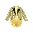 thumbnail image 3 of renvena Blazer Classique à Sequins pour Garçons, Queue d'Hirondelle, Veste Ouverte devant, Or 10, 3 of 7