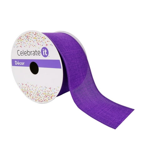 UPC: 0191518419504 | 2.5 Faux Linen Wired Ribbon by Celebrate It™ Décor