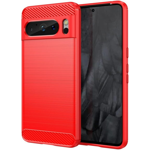 Brushed Metal Design TPU Case for Google Pixel 8 Pro - Red