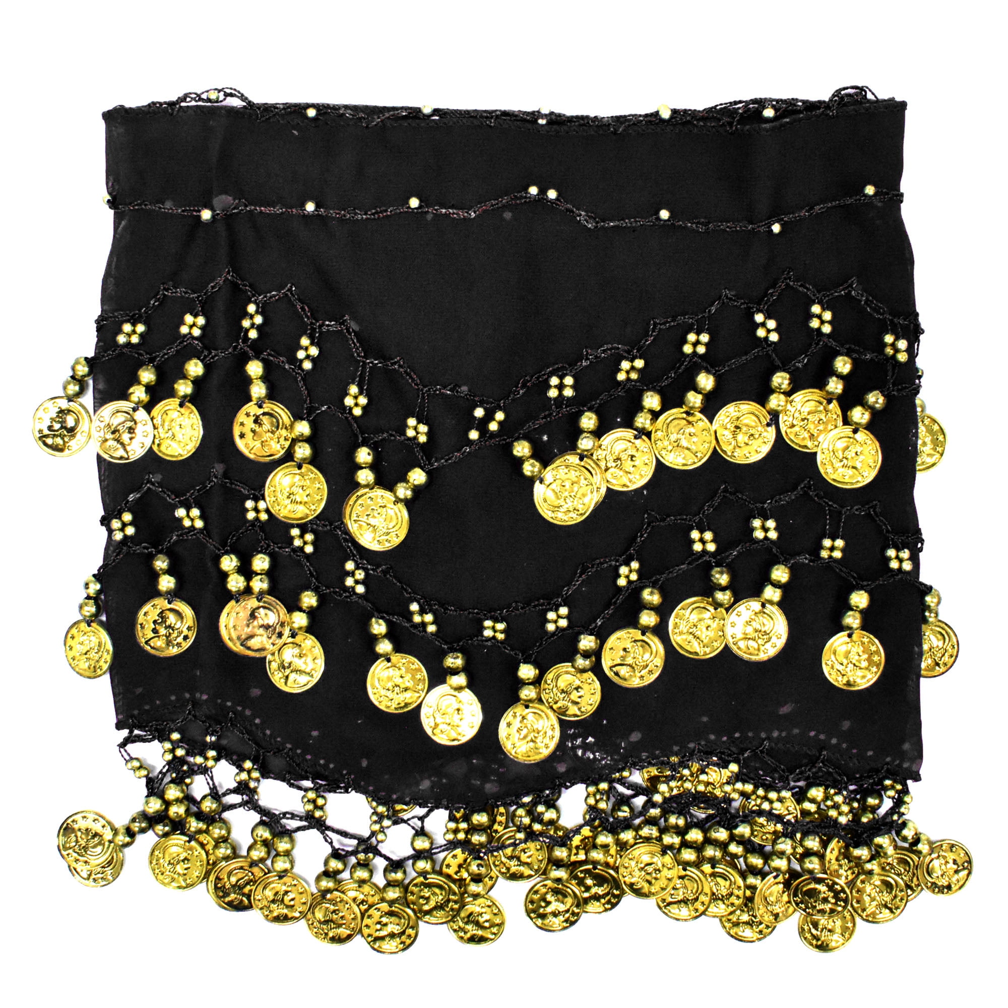 Halloween Black/gold Coin Scarf - Costume Accessory for Adult, 1 Piece