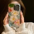 thumbnail image 2 of Funda de teléfono con diseño de flores rosas y blancas con ondas de agua de colores ilusorios de moda para iPhone 16, 15, 14, 13, 12 y 11 Pro Max, 2 of 5