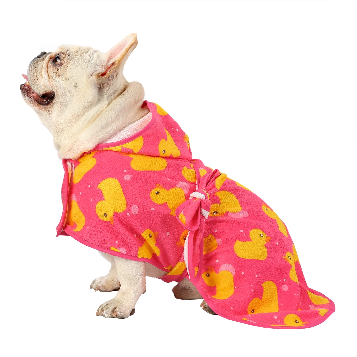 HDE Dog Bathrobe Drying Towel with Hood for Large Dogs Pink Rubber ...