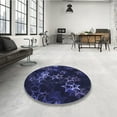 thumbnail image 3 of Ahgly Company Indoor Round Patterned Deep Periwinkle Purple Area Rugs, 6' Round, 3 of 6