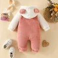 thumbnail image 5 of Baby Snowsuit Infant Snowsuit Long Sleeve Bear Ears Hooded Romper Newborn Fleece Jumpsuit Baby Winter Clothes Red 9 Months-12 Months, 5 of 7