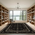 thumbnail image 2 of ODIKA 9'x12' Washable Area Rug Non-Shedding, Easy Care Farmhouse Banded Border Concentric Ring Folk Primitive Spotted Refined for Master Suite, California King, Under Bed, 2 of 7