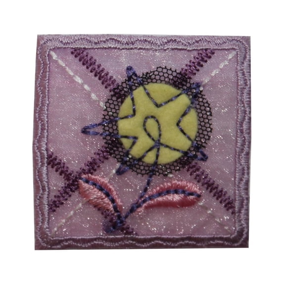 ID 6537 Purple Flower Picture Patch Garden Badge Embroidered Iron On Applique