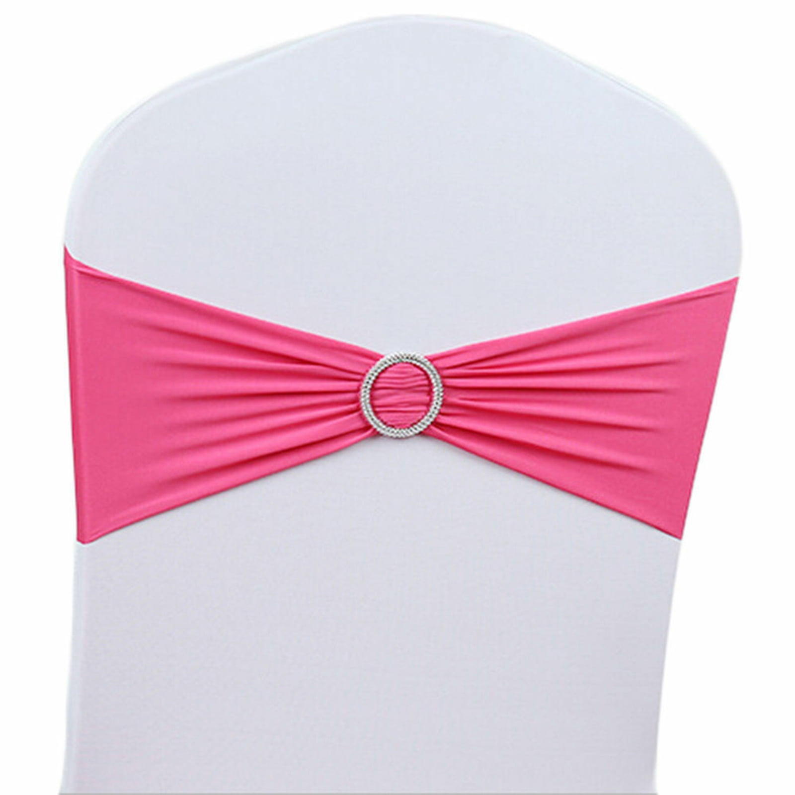 100PCS Spandex Stretch Wedding Chair Cover Sashes Bow Band Party Banquet Decor 