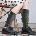 thumbnail image 4 of Women's Solid Cable Knit Leg Warmers Knitted Crochet Winter Socks, 4 of 5