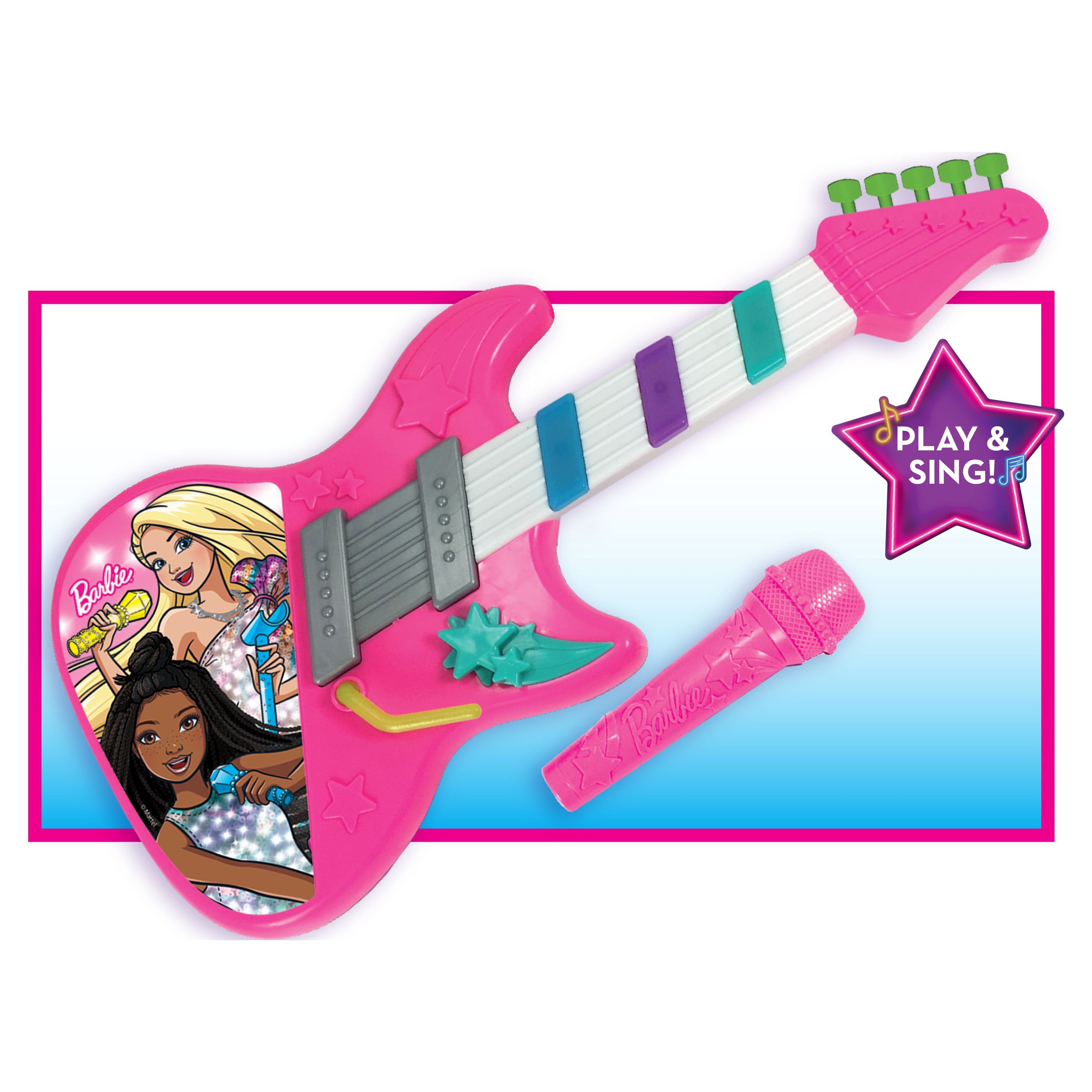 Barbie Rock Star Guitar, Interactive Electronic Toy Guitar with Lights, Sounds, and Microphone,  Kids Toys for Ages 3 Up, Gifts and Presents - image 6 of 11