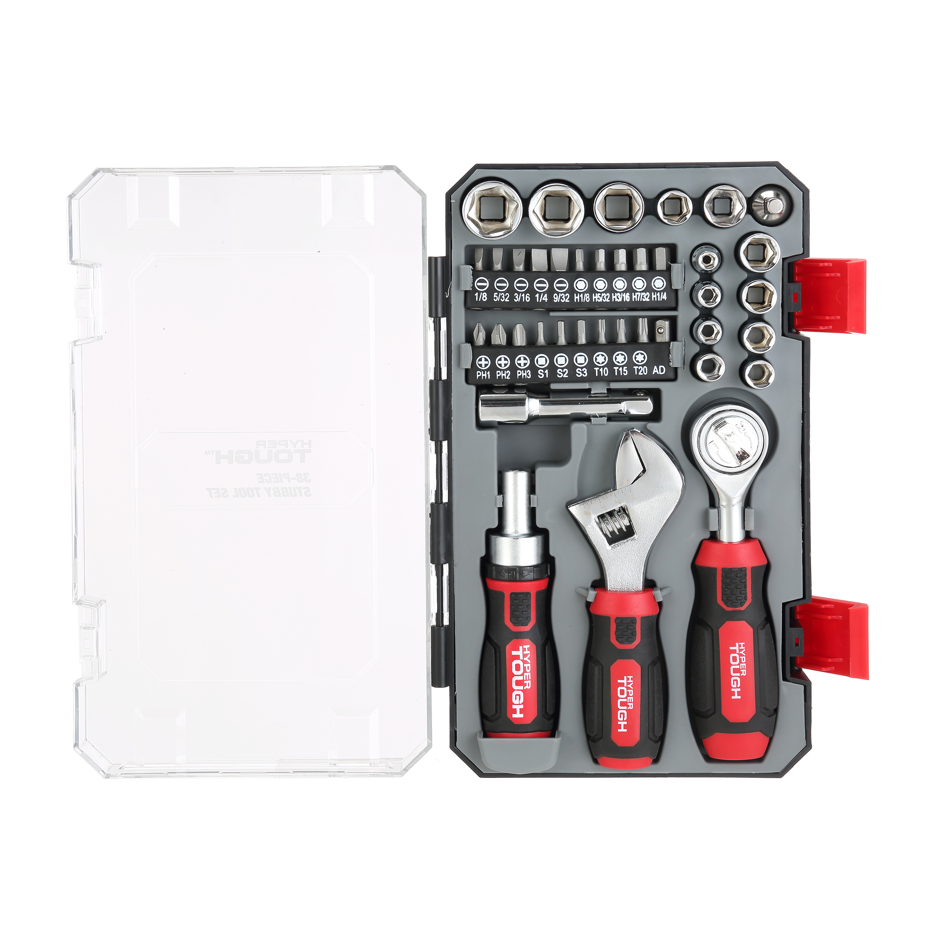 Hyper Tough 38 Piece Multi-Size Stubby Wrench and Socket Set For Home Use - image 3 of 13