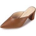 thumbnail image 1 of BLISSFUL STEP Mules à Talon Épais à Bout Pointu pour Femmes Brun (Taille 11), 1 of 7