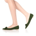 thumbnail image 5 of YDN Women Stylish Bowknot Chunky Low Heel Pumps Comfy Pointed Closed Toe Ballet Flats Slip on Soft Office Shoes Size 7 Olive, 5 of 5