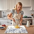 thumbnail image 2 of Spring Floral Dish Drying Mat 16x18 Inch - Blue Flower Microfiber Kitchen Mat - Absorbent Dish Drainer Pad - Coffee Bar Sink Counter - Washable Floral Print, 2 of 6