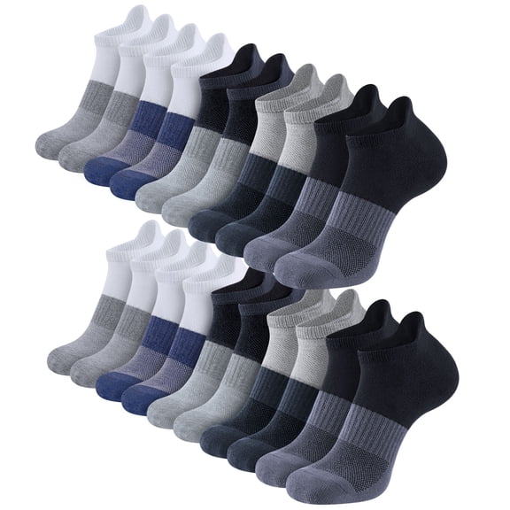 LOOIKOOS 10 Pairs Mens Ankle Socks,Low Cut Lightweight Athletic Breathable Casual Socks for Men With Tab Shoes