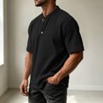thumbnail image 6 of akafmk Mens Waffle Shirts Short Sleeve Crewneck T-shirts Button Front Sporty Daily Wear Summer Casual Shirts, Size XL, 6 of 8