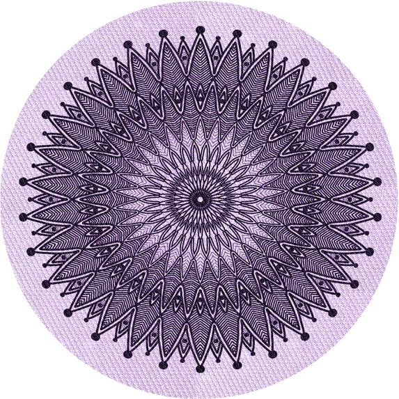 Ahgly Company Machine Washable Indoor Round Transitional Blossom Pink Area Rugs, 5' Round