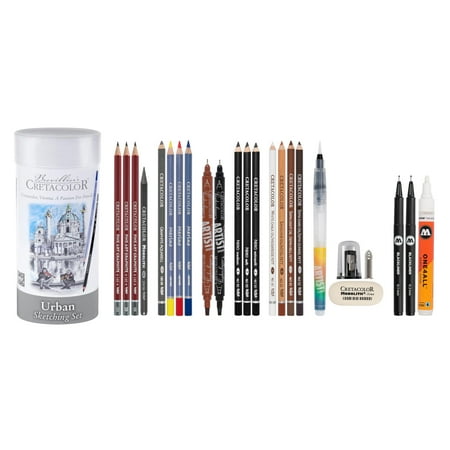 UPC: 9014400301989 | Cretacolor Urban Sketching Set  Cylinder Tin Can 24 Piece