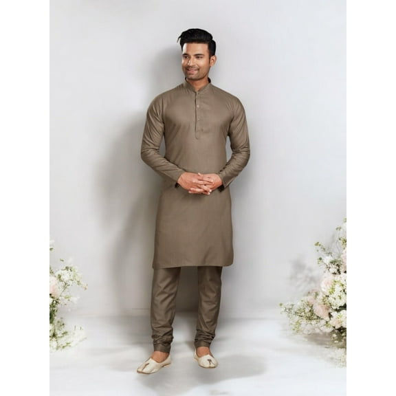 Light Brown Kurta Pajama Set, Traditional Cultural Wear for Mens, Catalog 69003C