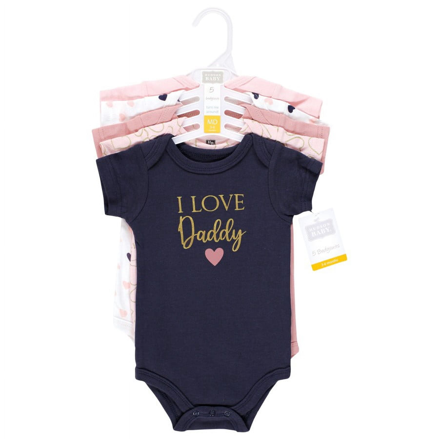 Hudson Baby Short Sleeve Bodysuits, 5-Pack, Newborn- 24 Months
