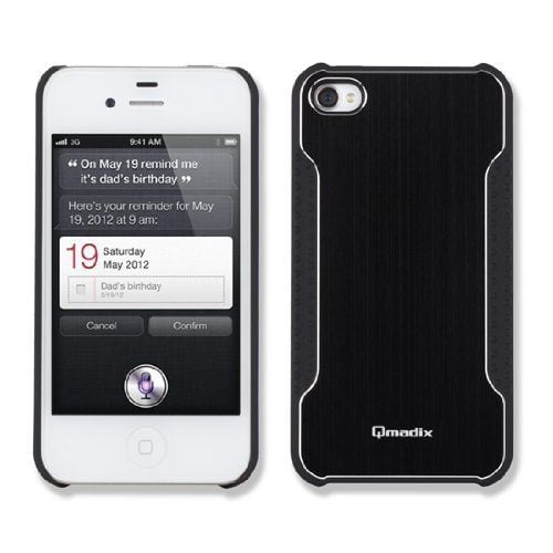 Qmadix Snap-On Face Plaque pour Apple iPhone 4 - Metalix Noir