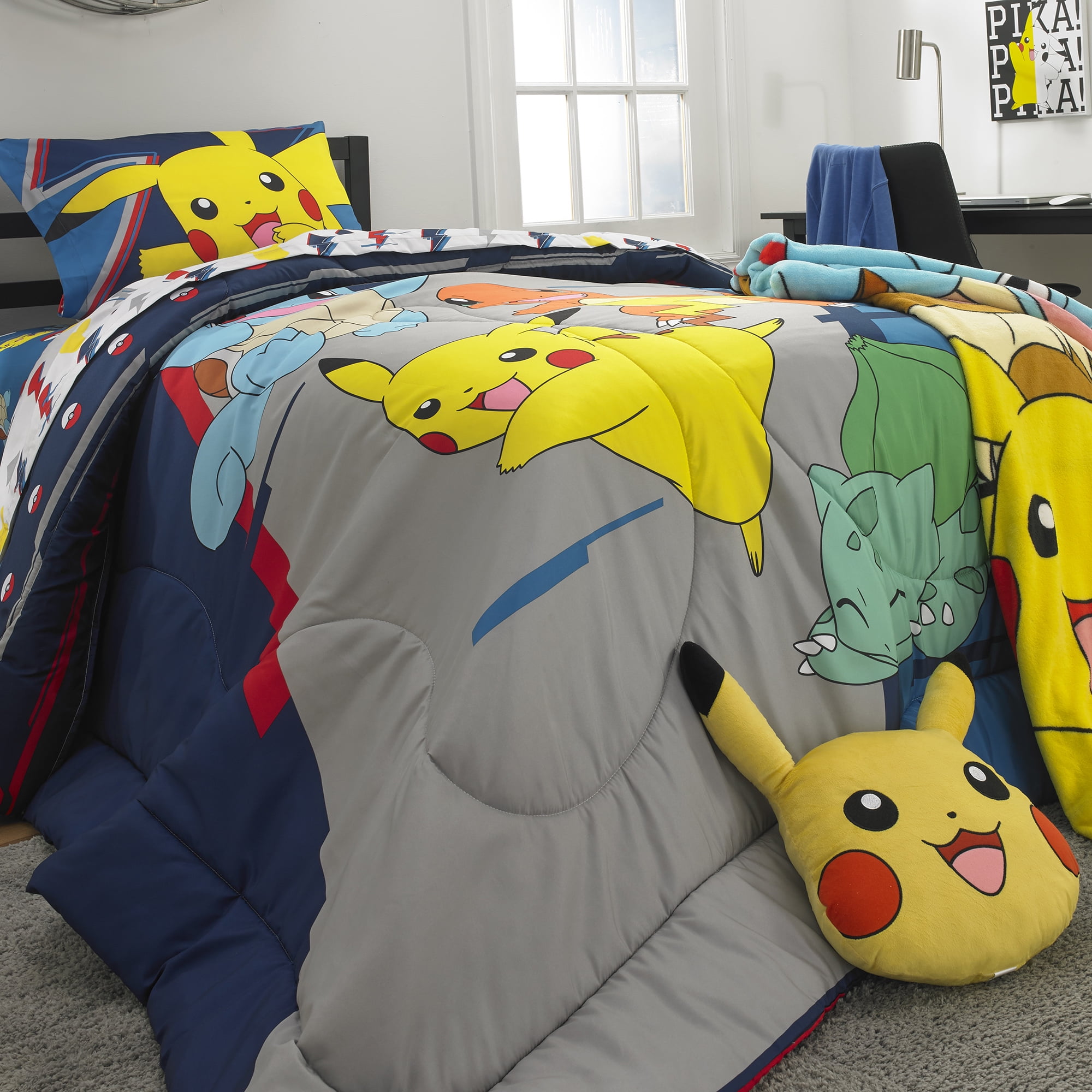Pokemon Kids 2 Piece Twin Full Comforter Set Reversible Microfiber Walmart
