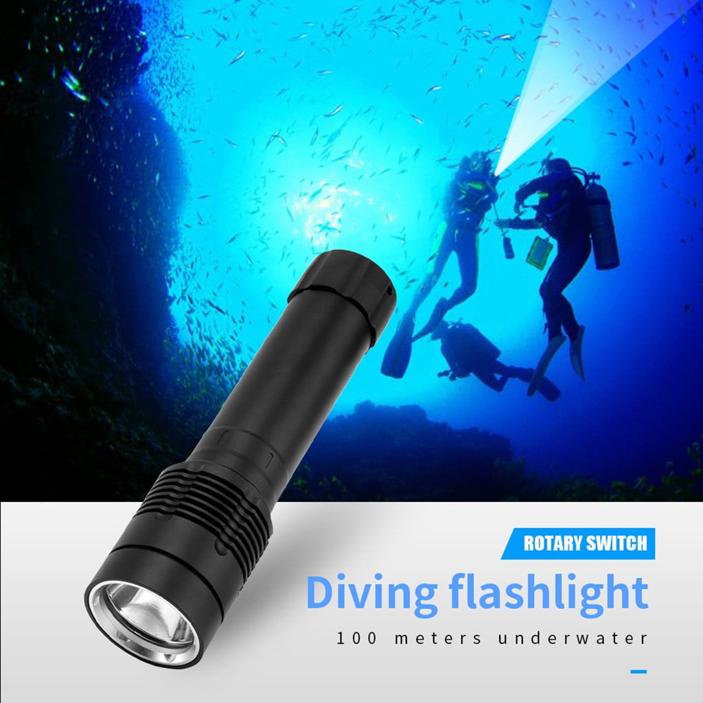 Professional Diving Flashlight XML-T6 Scuba Dive Torch Underwater 100M 26650 