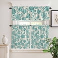 thumbnail image 2 of 3 Piece Kitchen Curtains and Valances Set Teal Flowers Cafe Curtains 36 Inch Length Vintage Ethnic Tribe Country Farmhouse Valance & Tier Curtain for Living Room Bedroom Window 54"x18"+27"x36"*2, 2 of 6