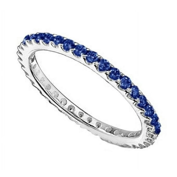 925 Sterling Silver Ring 2mm Blue Stackable Eternity Band Women's Wedding Accent