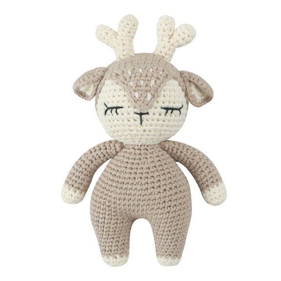 Crochet Doll Sleepy Deer Toy for Baby First StuffedAn1ma1Friend Sleeping BuddyNewb0rnPhoto Prop Christmas Gift
