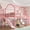 Pink+MDF+Metal+Full, variant on LOOM Twin House Loft bed with Slide and Stairs,Metal Playhouse Bed with Storage Shelves,House-shaped Roof and Noise-free Design,Black