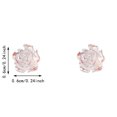 thumbnail image 3 of Pendientes de botón de plata 925 Pendientes de botón con forma de flor para mujer y niña Joya con rosa blanca Regalo, 3 of 7