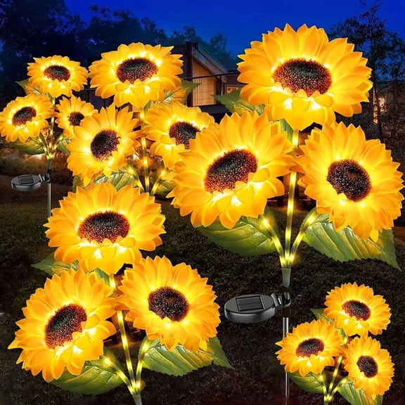 Promptanda Solar Led Sunflower Garden Lights-29.6inch/75cm, Beliefsun Solar Sunflowers Lights Outdoor Garden Waterproof, Solar Power Sunflower, Auto On/Off for Patio, Backyard, Outside Decor (1Pcs)