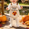 thumbnail image 2 of Faraee Baby Boy Girl My 1st Thanksgiving Outfit Sleeveless Turkey Bubble Romper Overalls Embroidered Waffle Newborn Bodysuit Clothes 0 3 6 9 12 18 Months, 2 of 8