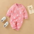 thumbnail image 2 of Baby Jumpsuit Easter Bunny Knit Sweater Romper Long Sleeve Jumpsuit Clothes for Unisex Pink 6 Months-12 Months, 2 of 7