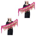 thumbnail image 2 of Sonducket Danza del vientre cintura cadena colgante cinco capas tres filas lentejuelas moneda cadera bufanda accesorios rendimiento ropa rosa Rosa roja 2Conjunto, 2 of 6