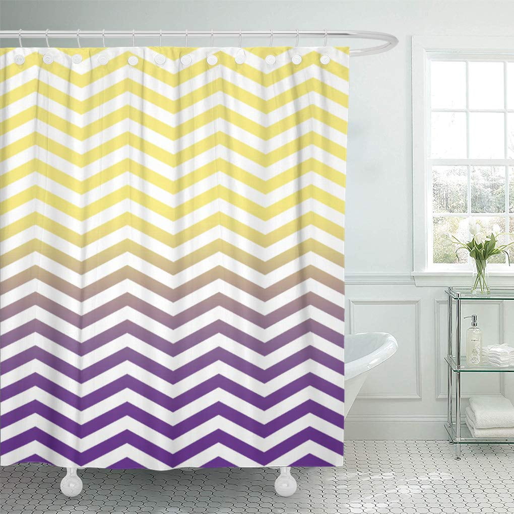 SUTTOM Ombre Yellow Purple Watercolor Chevron Modern Pattern Painting
